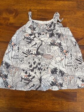GAP Girls White dress with Black & Peach Safari Print